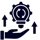 Hand holding a light bulb and gears.