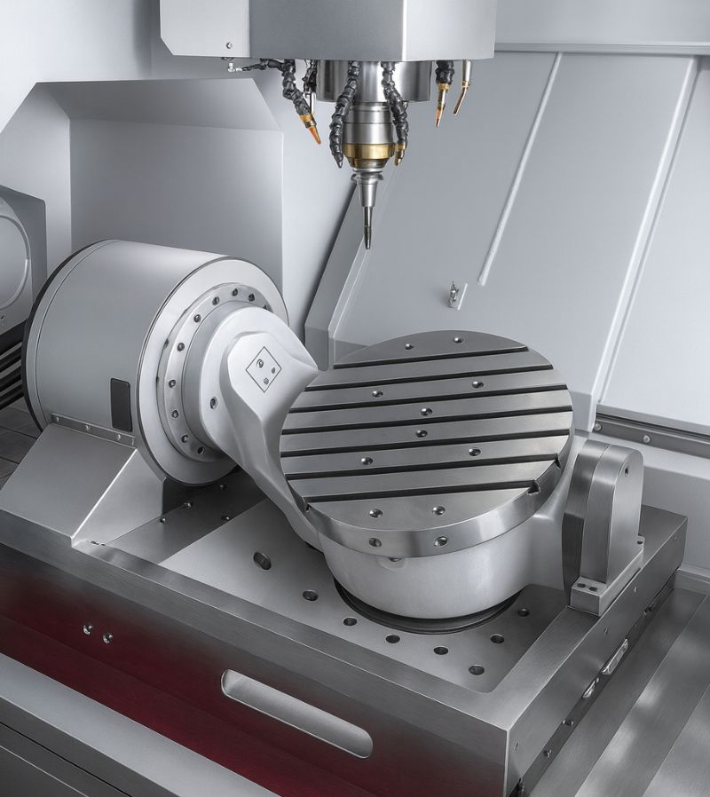 Close-up of CNC machine milling a metal workpiece.