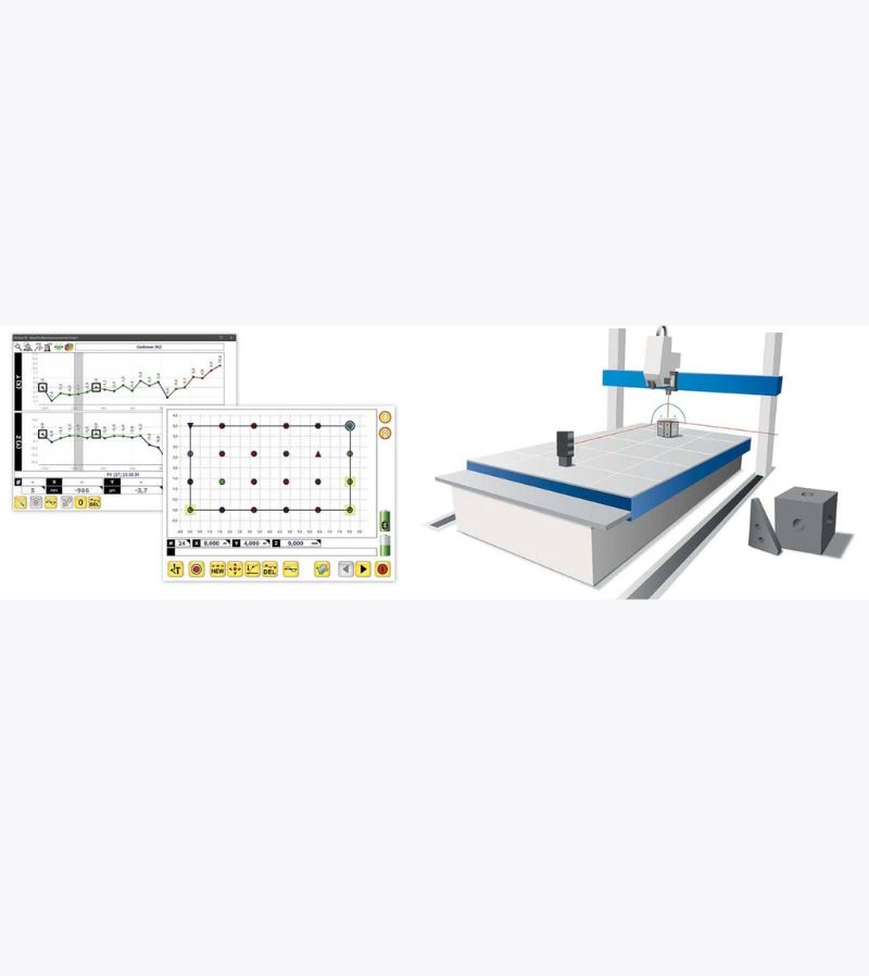 A CNC machine with design blueprints and control panel.